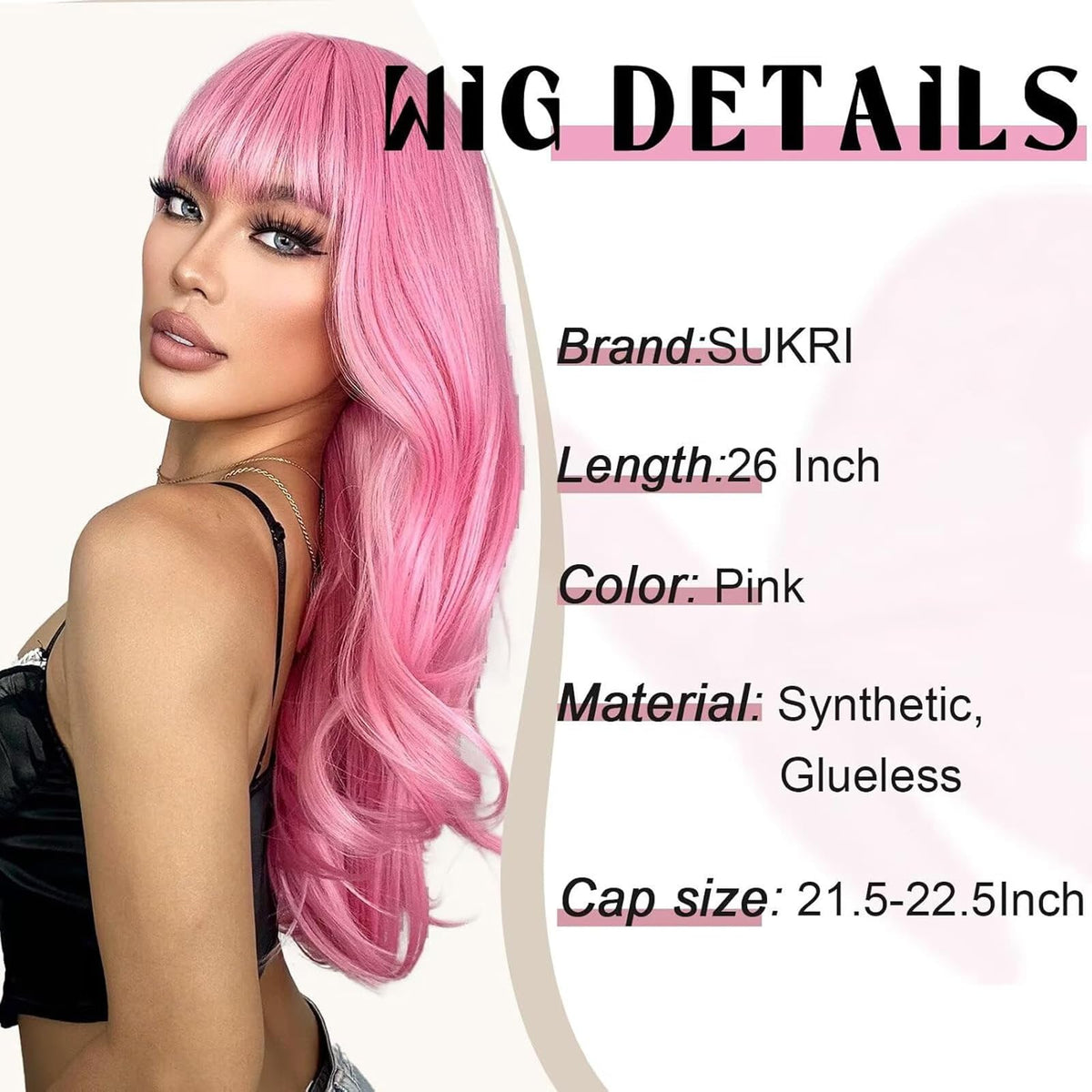 SUKRI pink wig ideal for party and cosplay events