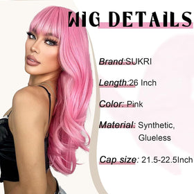 SUKRI pink wig ideal for party and cosplay events