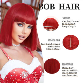 SUKRI red bob wig daily looks for versatile wear and comfort.