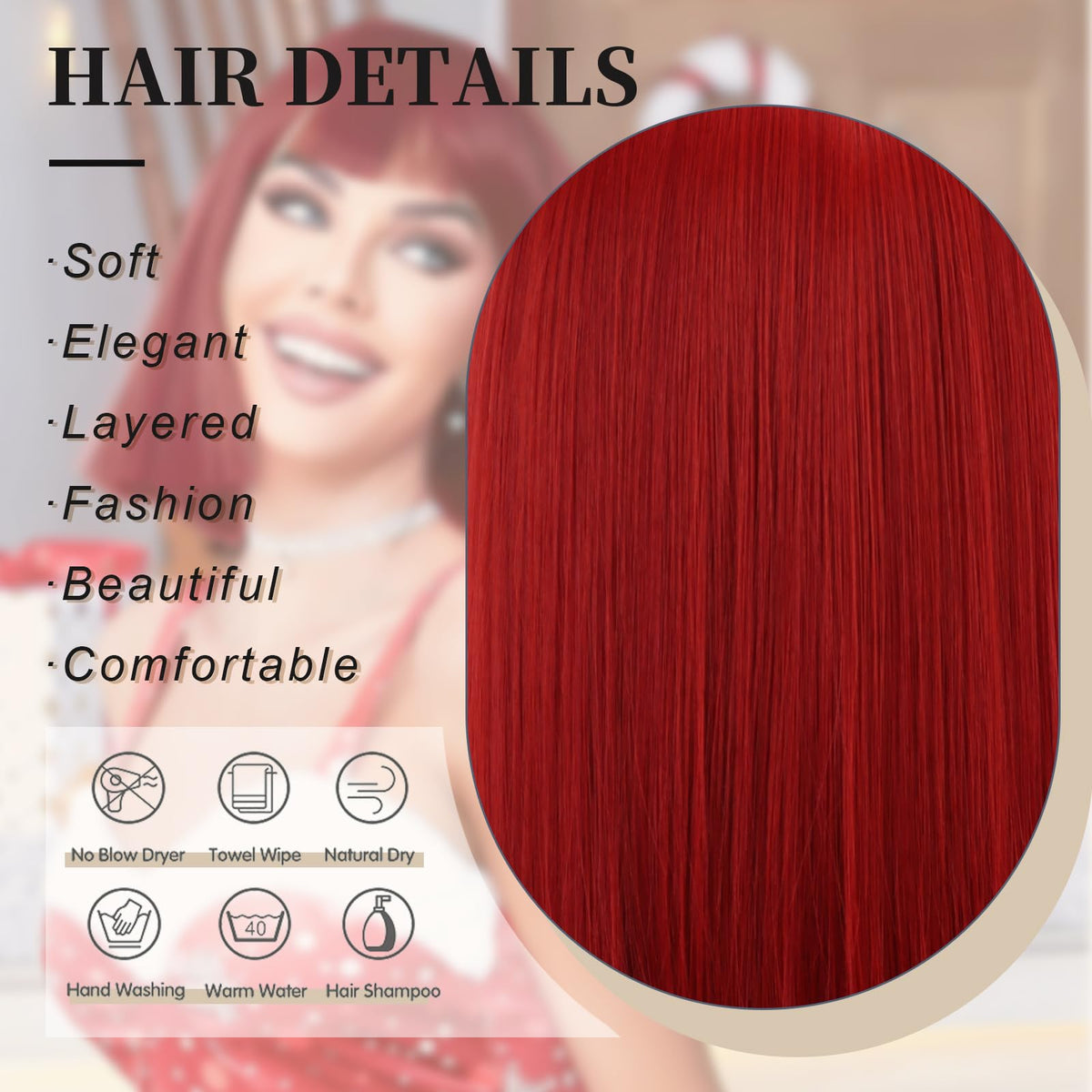SUKRI red bob wig party cosplay idea with bold color.