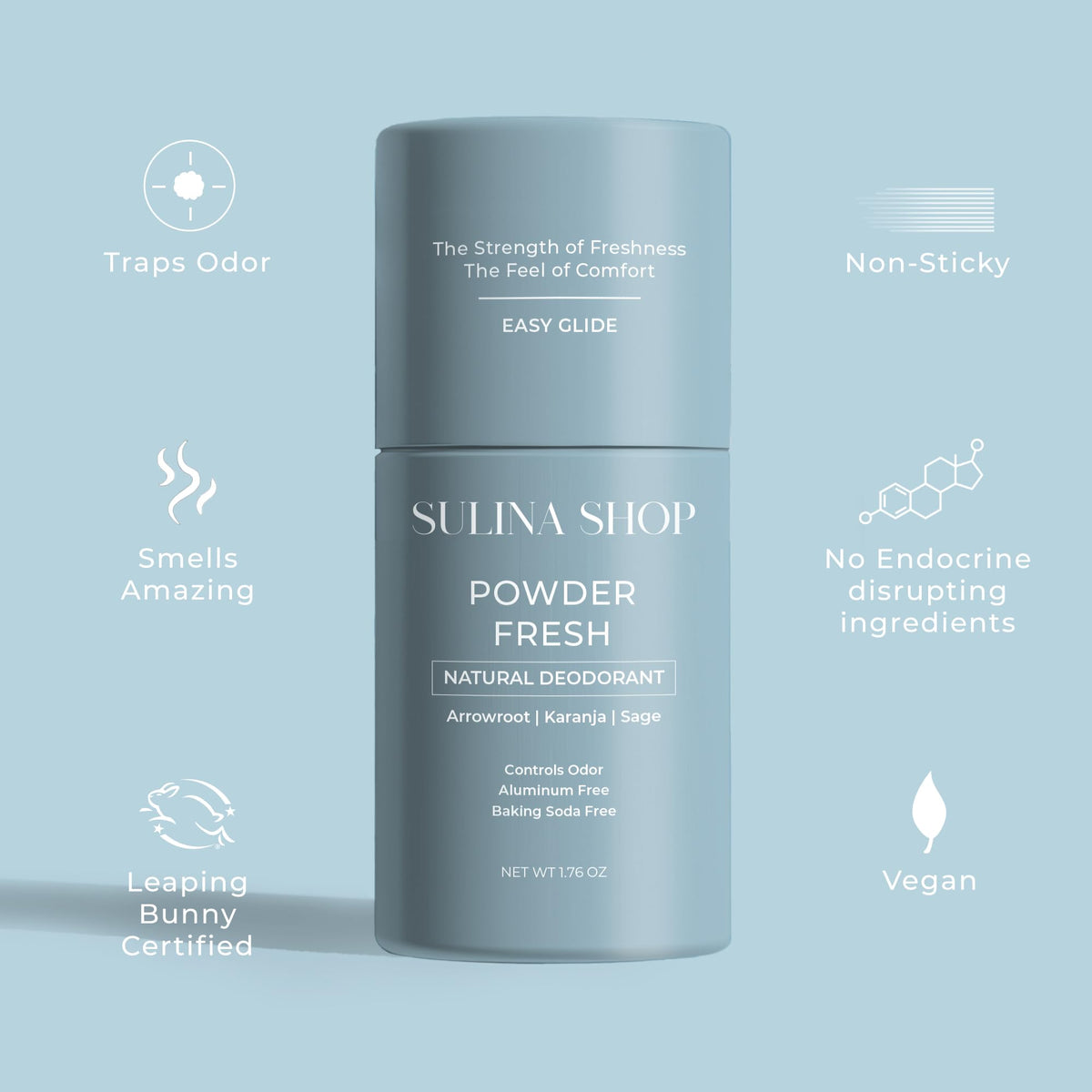 Powder Fresh fragrance close-up with baby-powder scent for daily wear
