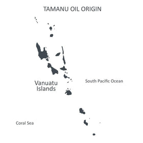 Sulina Tamanu Oil packaging emphasizes eco-friendly, glass container.