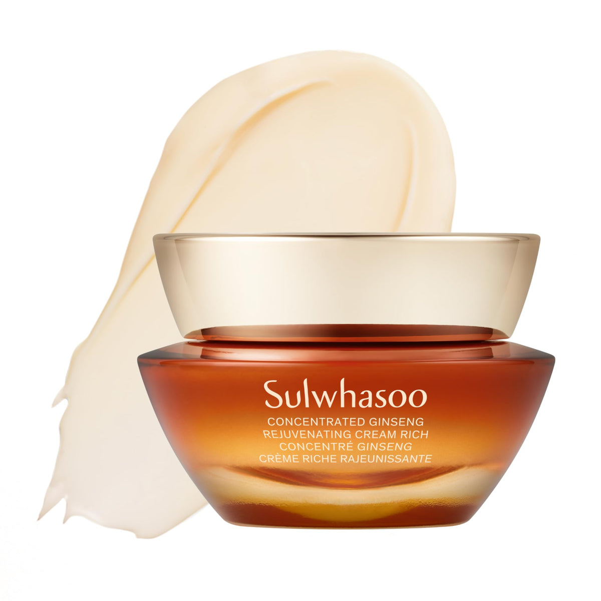 Sulwhasoo Concentrated Ginseng Rejuvenating Cream Rich jar showcases luxurious texture and intense hydration.