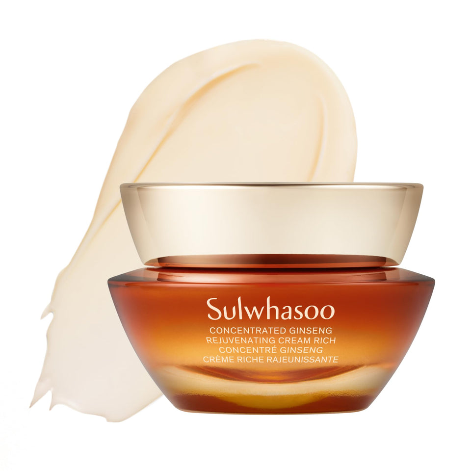 Sulwhasoo Concentrated Ginseng Rejuvenating Cream Rich jar showcases luxurious texture and intense hydration.
