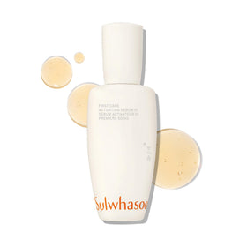 Sulwhasoo First Care Activating Serum bottle close-up highlighting hydration boost