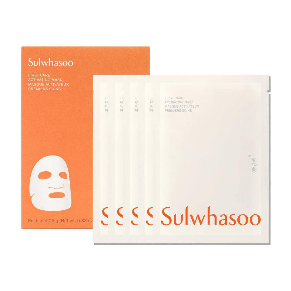Sulwhasoo First Care Activating Sheet Mask packshot highlighting hydration and barrier support.