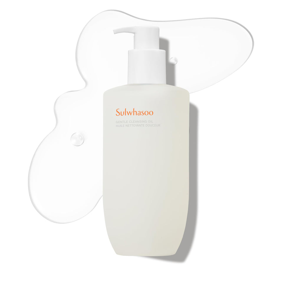 Sulwhasoo Gentle Cleansing Oil bottle-pour demonstrating makeup melting and hydration
