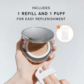 Sulwhasoo Perfecting Cushion SPF 46 application swirls show seamless coverage.