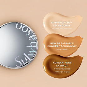 Sulwhasoo Perfecting Cushion SPF 46 close-up texture reveals breathable coating powder.