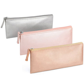 SumDirect PU leather cosmetic pencil bag small zippered pouch for easy portability.