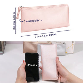 SumDirect PU leather makeup pouch with soft exterior, easy to clean.