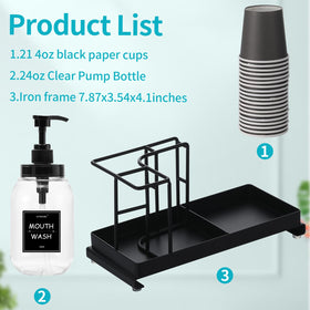 Elegant black tray matches farmhouse or modern bathroom décor and blends in.