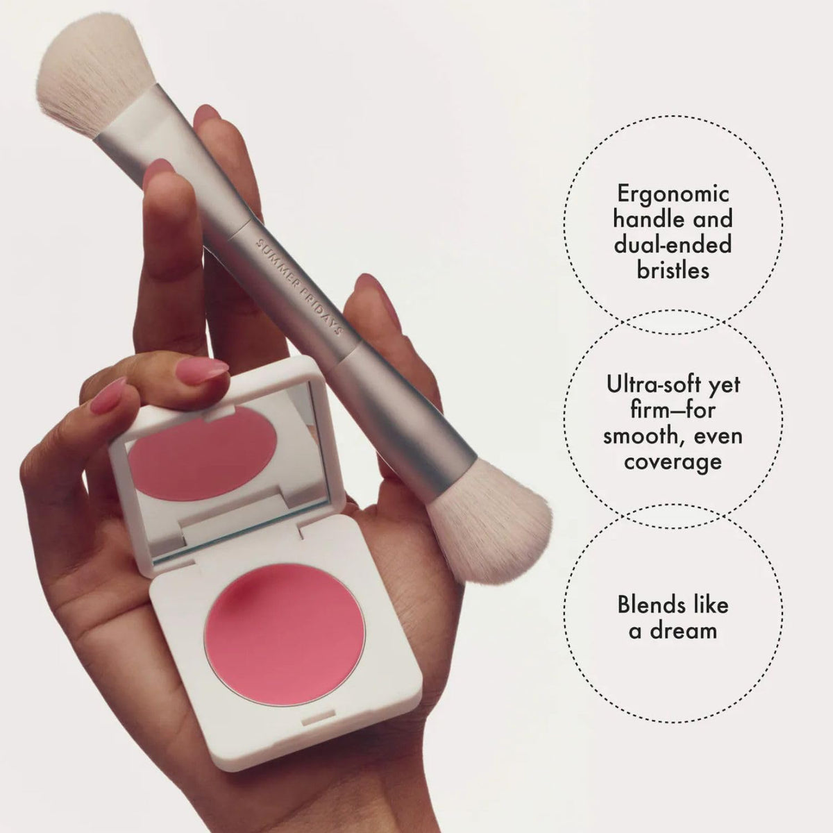 Summer Fridays The Blush Brush cream-blush compatibility for smooth, even coverage
