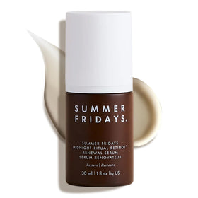 Summer Fridays Midnight Ritual Serum bottle closeup for nightly renewal.