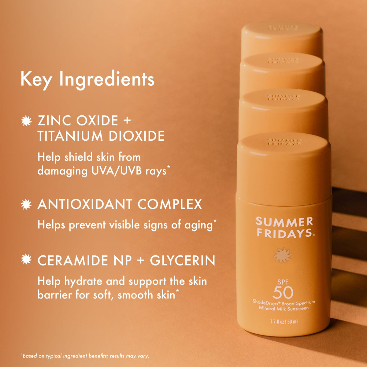 Vitamin E infusion supports skin nourishment with mineral SPF