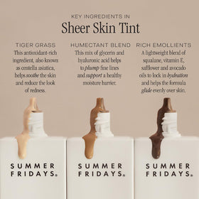 Summer Fridays Sheer Skin Tint swatch on arm demonstrates even tone and natural glow.