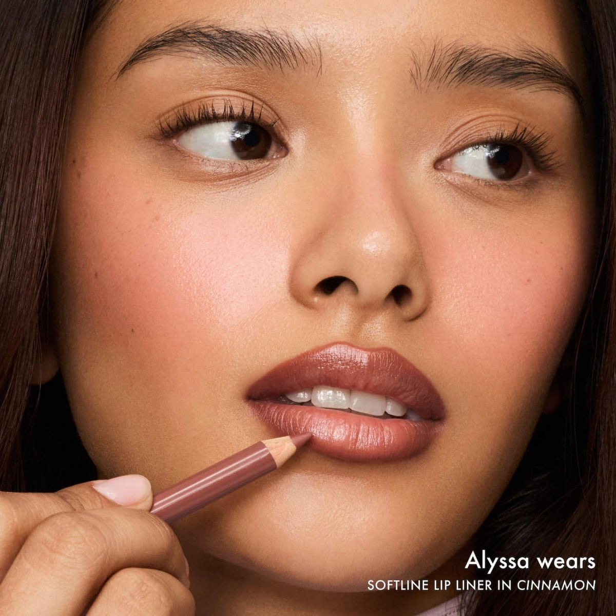 Swatch of Summer Fridays SoftLine Cinnamon showing creamy matte payoff on skin