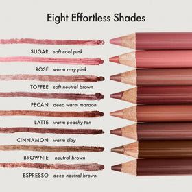 Summer Fridays SoftLine Lip Liner in Pecan pairs with layered makeup looks.