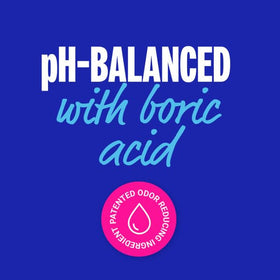 Summer's Eve wipes with boric acid complex for balanced cleansing and odor control.
