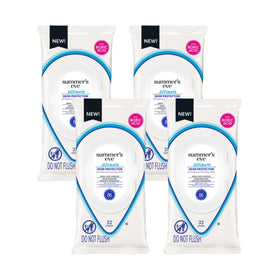 Summer's Eve Ultimate Odor Protection wipes in travel-friendly four-pack packaging.