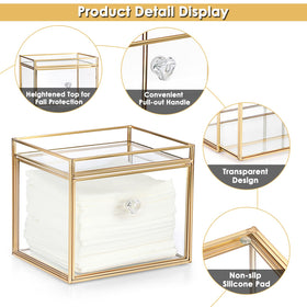 Sumnacon waterproof glass container with gold frame protects towels from moisture.