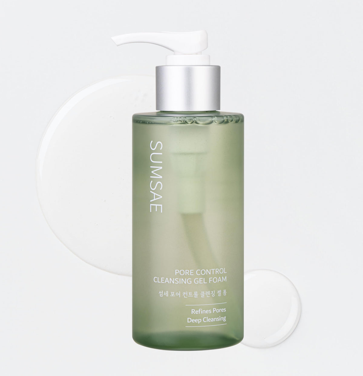 SUMSAE Pore Control Cleanser bottle with gel-to-foam transformation and balanced skin benefits