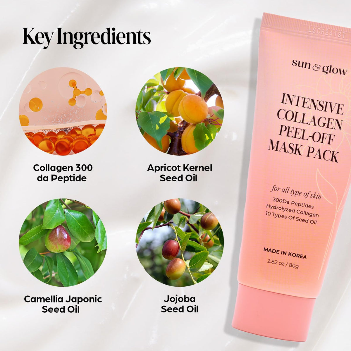 SUN & GLOW seed oil blend bottle showing 10 types for moisturized skin