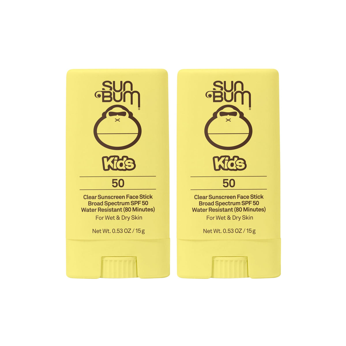 Sun Bum Kids SPF 50 Clear Face Stick pack of 2 for on-the-go, mess-free protection.