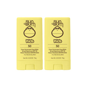Sun Bum Kids SPF 50 Clear Face Stick pack of 2 for on-the-go, mess-free protection.