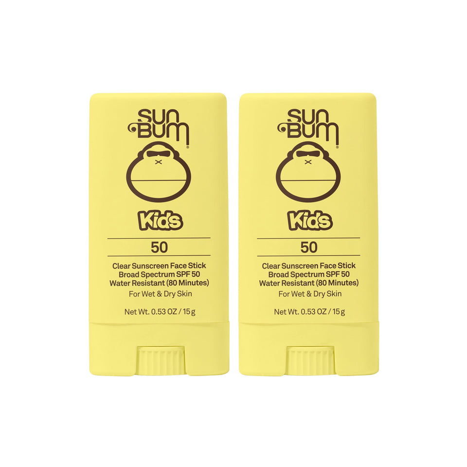 Sun Bum Kids SPF 50 Clear Face Stick pack of 2 for on-the-go, mess-free protection.