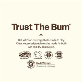 Sun Bum Kids SPF 50 Clear Face Stick applies on wet or dry skin during outdoor activity.