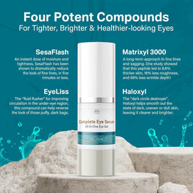 Sun Coast Sciences Complete Eye Serum dispensing droplet demonstrates easy application.