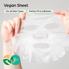 Sun & Glow vegan collagen mask fermented ingredients close-up supporting hydration.