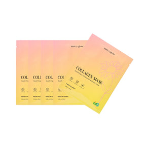 Sun & Glow vegan collagen mask ingredients close-up with fermented compounds.