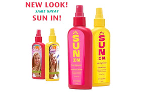 Sun-In Tropical Breeze bottle highlights botanical extracts for nourishing shine.