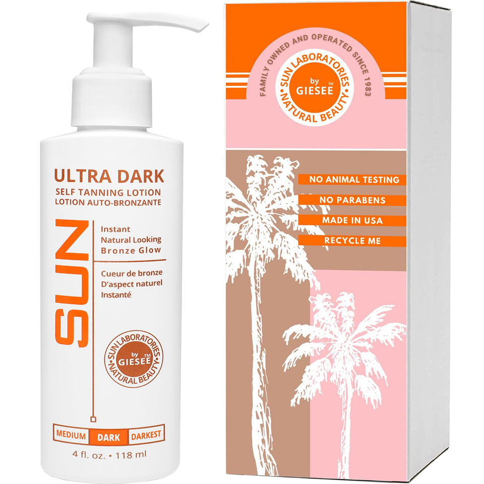 Sun Laboratories Ultra Dark Lotion bottle delivering a lasting sunless tan for face and body.