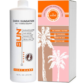 Sun Laboratories by Giesee Dark Sunsation bottle shown for an even, natural-looking tan