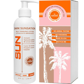 Sun Laboratories by Giesee Dark Sunsation bottle for even-toned, sunless glow.
