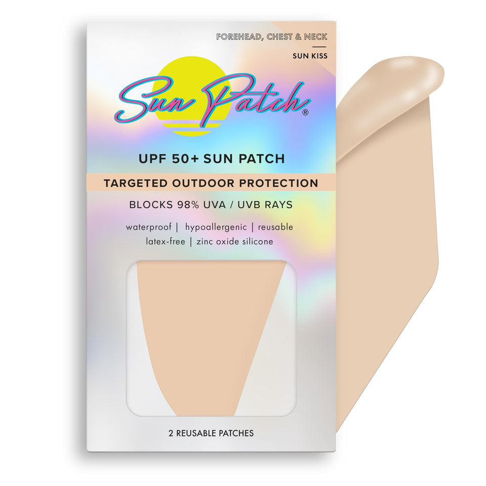 Sun Patch forehead patch closeup provides secure sun protection during outdoor activities.