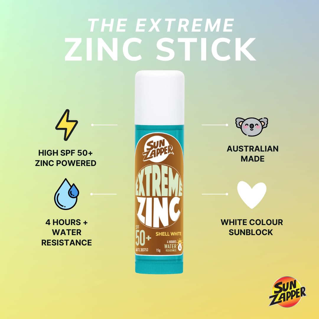 Sun Zapper Extreme Zinc Stick used during surf session showing water resistance