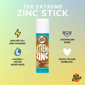 Sun Zapper Extreme Zinc Stick used during surf session showing water resistance