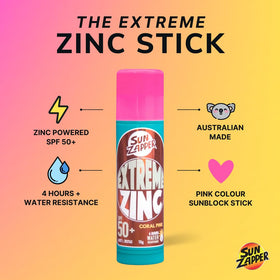 Sun Zapper Extreme Zinc Sunscreen Stick applied on cheek for precise coverage during activity.