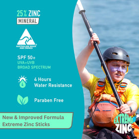 Sun Zapper Extreme Zinc Sunscreen Stick demonstrates dense 15g format for long sessions.