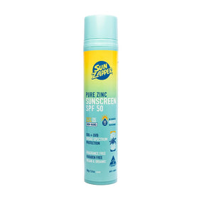 Sun Zapper Pure Zinc Sunscreen pump dispensing fresh product for daily protection.