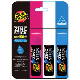 Sun Zapper zinc sunscreen stick pink shows protection for busy beach mornings