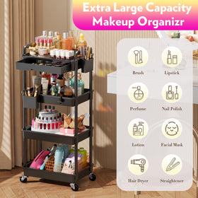 SUNALLY skincare and cosmetics shelves keep tools neatly sorted.