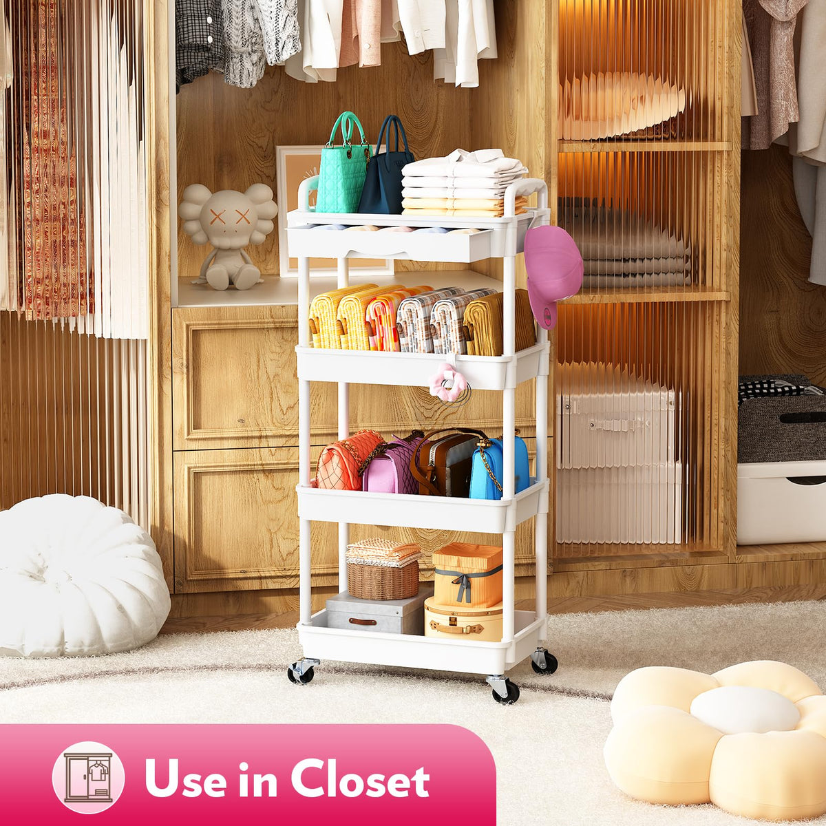 SUNALLY skincare and cosmetics cart suits bathrooms and desks for versatile organization.