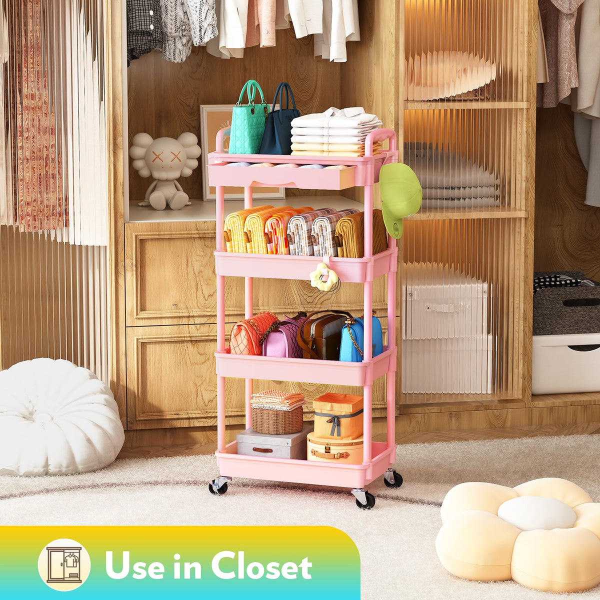 SUNALLY makeup cart countertop use keeping daily essentials within arm's reach.