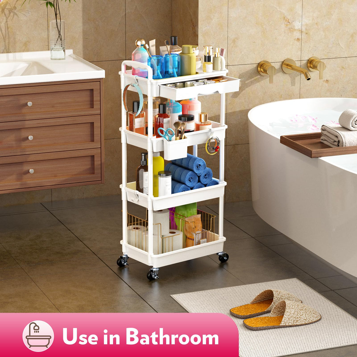 SUNALLY easy-assembly makeup cart for fast setup without tools.