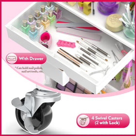 SUNALLY makeup cart removable top drawer offers quick access to small items.